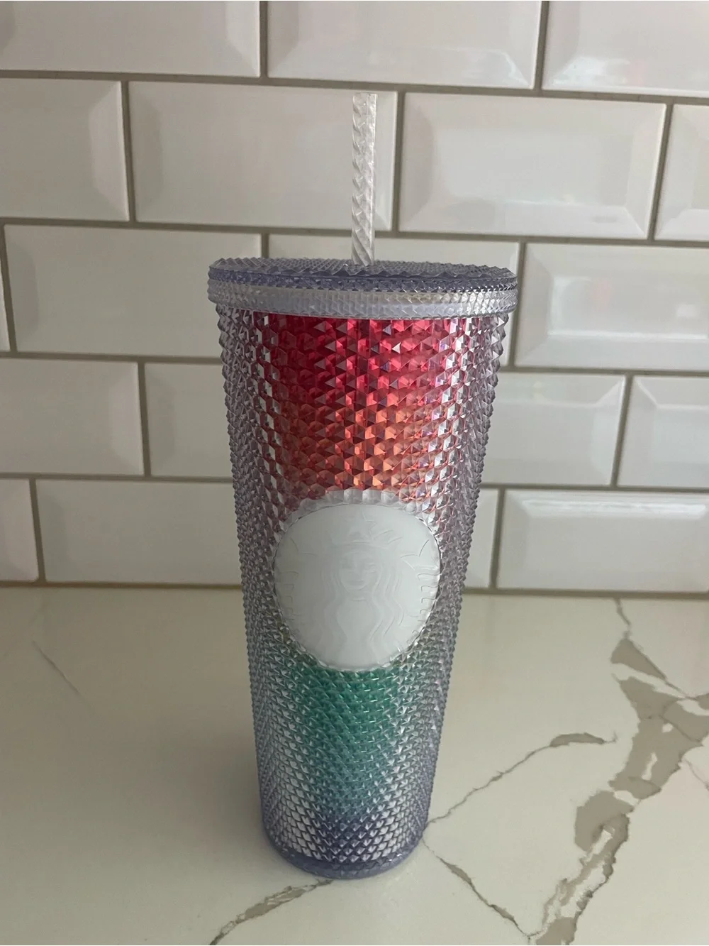 Starbucks 2020 Rainbow Pride iridescent diamond ombré Studded Venti 24oz Tumbler